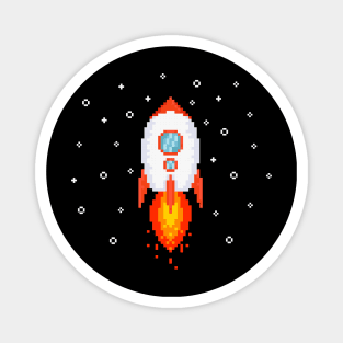 Pixel Flying Rocket Magnet